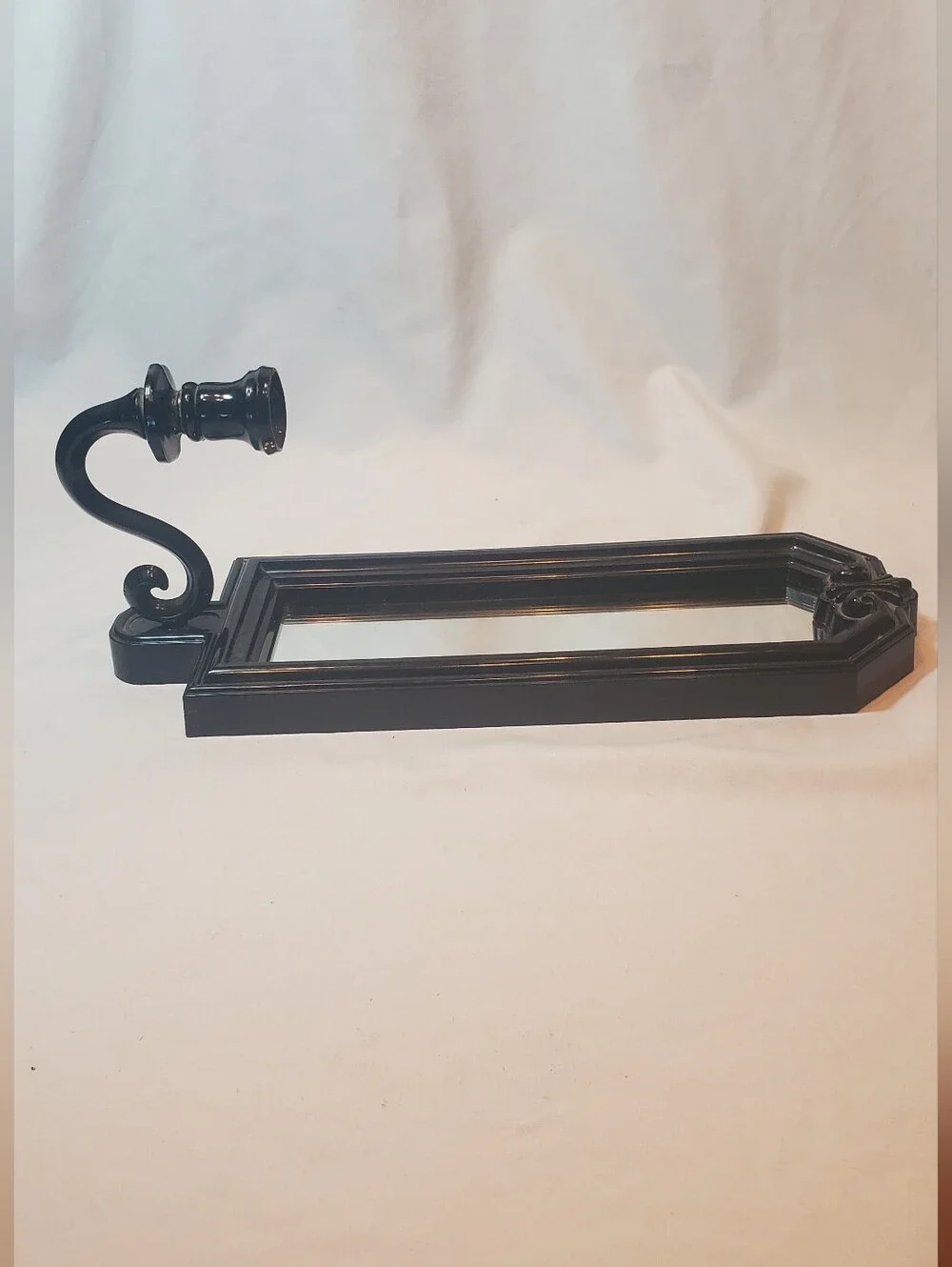 Home Interiors Homco Vtg Wall Mirror Sconce Candle Holder in Black Plastic Retro